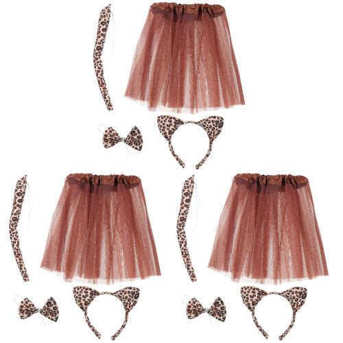 3Sets Durable Leopard Costume Props Ears Tail Bow Tie for Cosplay 1