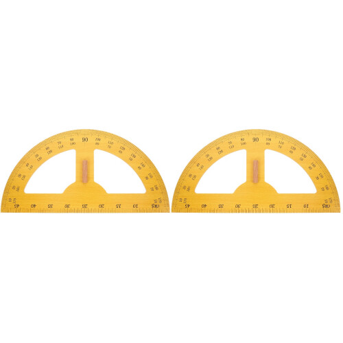 2Pcs Handheld Yellow Wooden Protractor Large Angle Measuring Tool 2