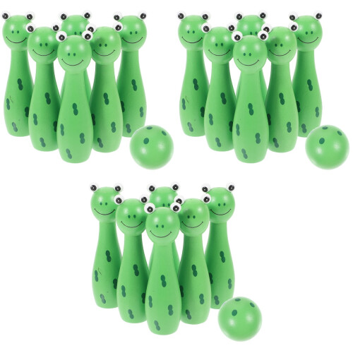3 Sets Kids Colored Frog Bowling Kit For Toddlers Interactive Game 2