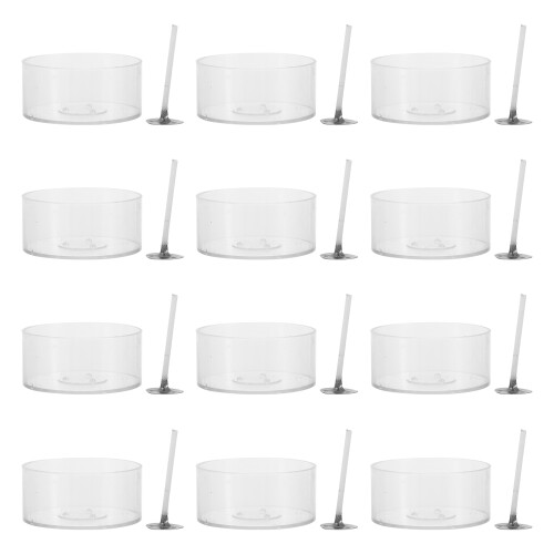 6 Sets Cotton Wicks With Plastic Tealight Cups Candle Making Kit 2