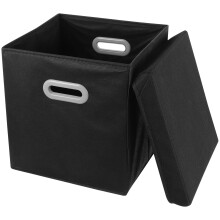 3Pcs Black Fabric Storage Boxes with Lids Foldable Clothes Organizer