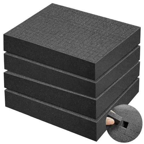 Pick and Pluck Foam Inserts 16x12x2  ShockAbsorbing Padding for Gun Case Tool Box Camera (4 Pack Black)