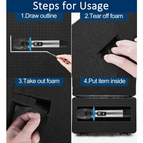 Pick and Pluck Foam Inserts 16x12x2  ShockAbsorbing Padding for Gun Case Tool Box Camera (4 Pack Black) 2
