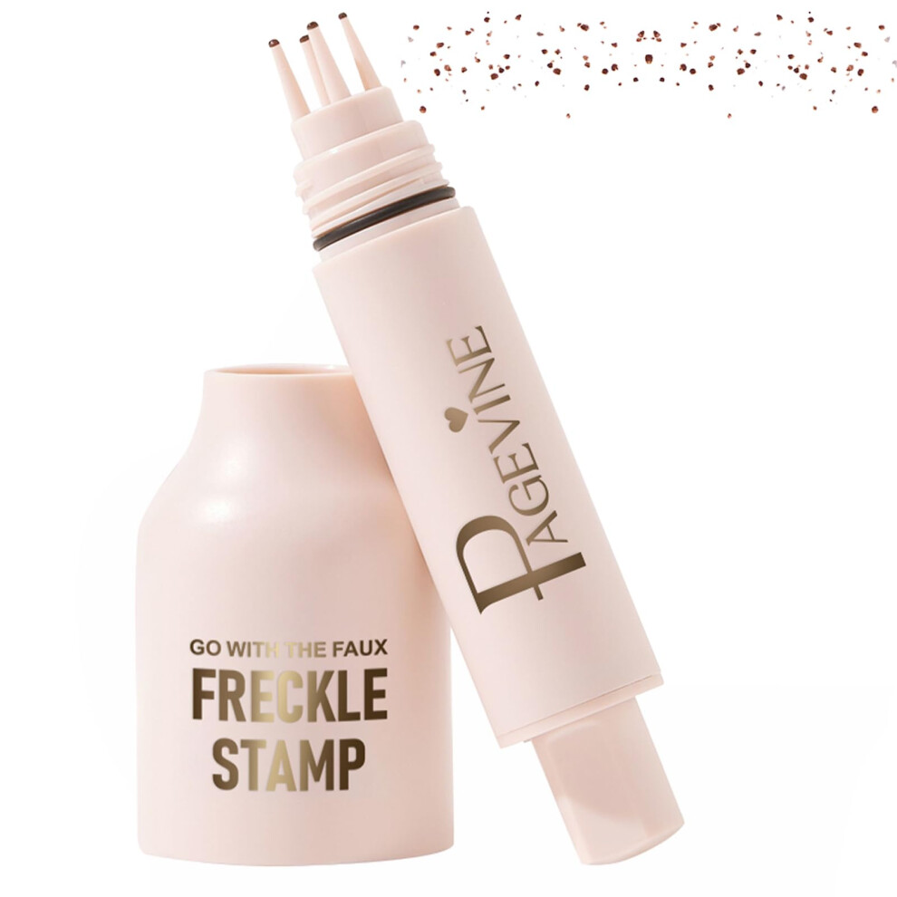 Waterproof Freckle Pen with 5Dot Stamp for Natural Fake Freckles Makeup (#02 Medium)