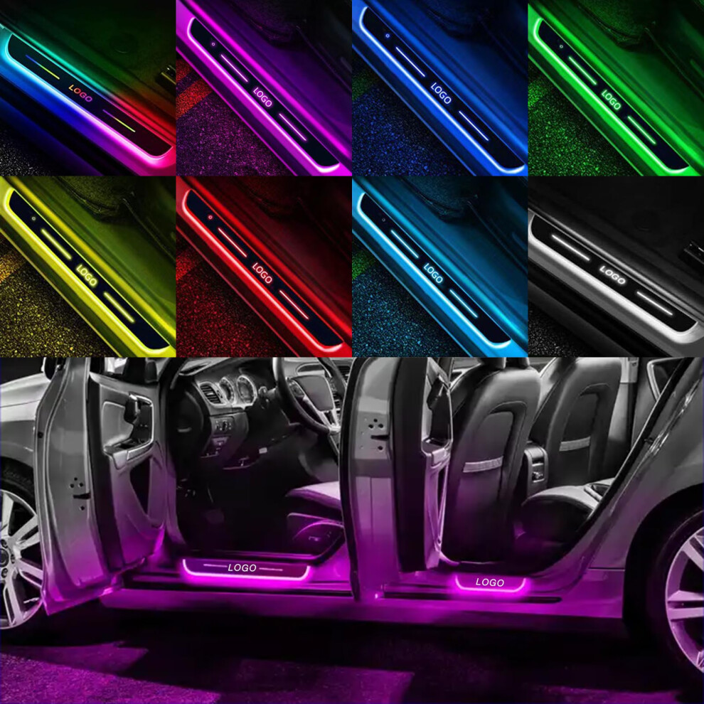 Led Car Door Sills With Custom Wireless Rgb Welcome Lights, 7 Colors 28 Modes, Autosensing 9070919792960