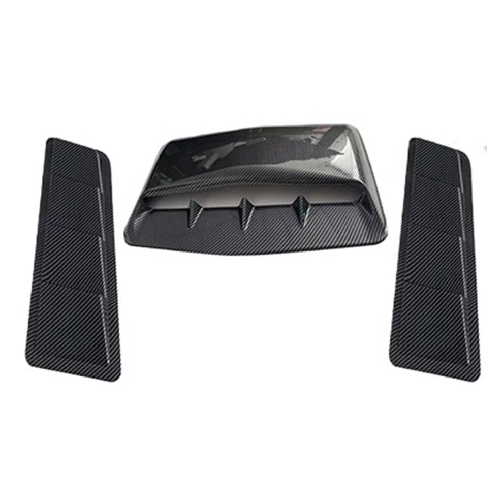 3Pcs Carbon Fiber Universal Car Hood Scoop Vent Covers For Improved Airflow And Sporty Look 9113335603059