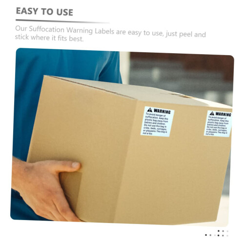 Self Adhesive Suffocation Warning Labels for Packaging and  Boxes with Clear Visibility 2