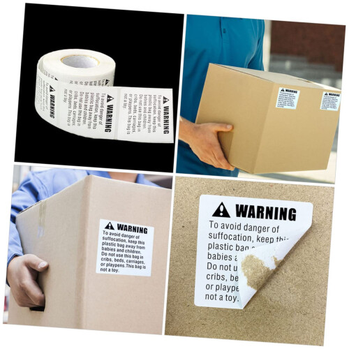 Self Adhesive Suffocation Warning Labels for Packaging and  Boxes with Clear Visibility 1