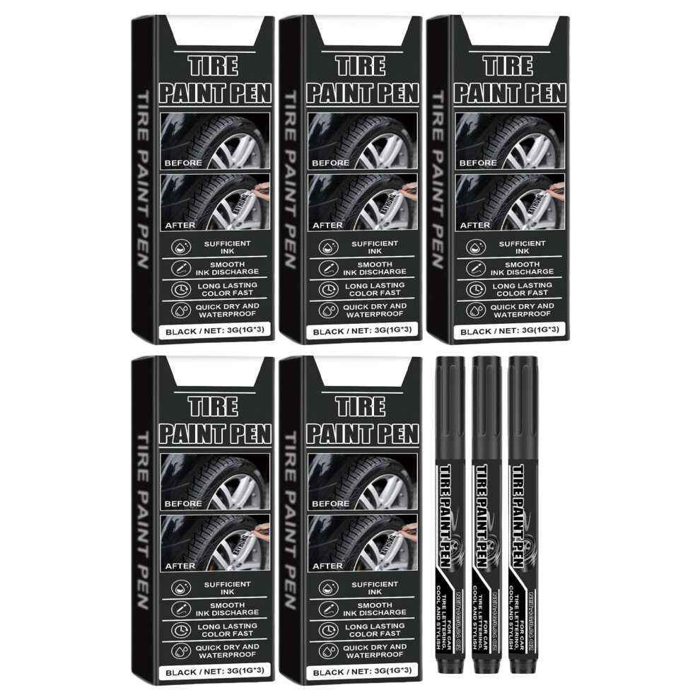 15Pcs Tire Paint Pen Quick Drying Ink For Car Tire Lettering And Scratch Black 9070919793080
