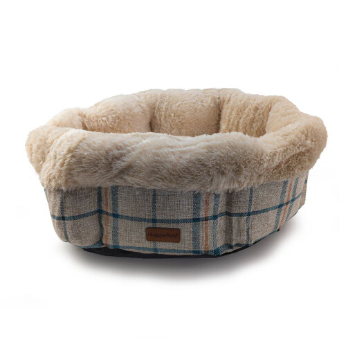 HugglePets (Medium) HugglePets Donut Plush Oval Dog Bed Check & Stone