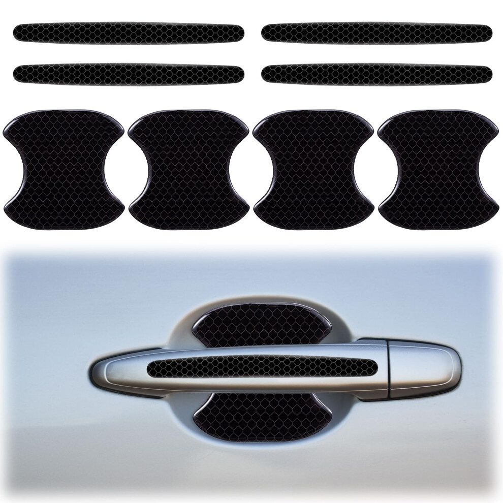 8 Pcs Car Door Handle Scratch Protector Stickers Reflective Waterproof Bowl Film For All Cars 9113335603295