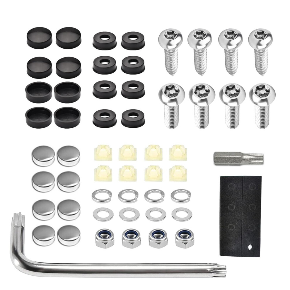 54 Pcs License Plate Screws Kit, Antitheft Stainless Steel Hardware, Universal Fit For Cars Suvs Trucks (Silver) 9113335603370