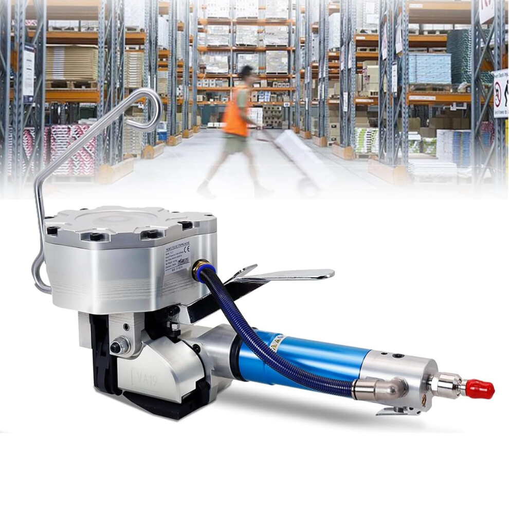 Pneumatic Steel Strapping Machine 19Mm Air Powered Tool 4500N Tension Adjustable Control 9099447357823
