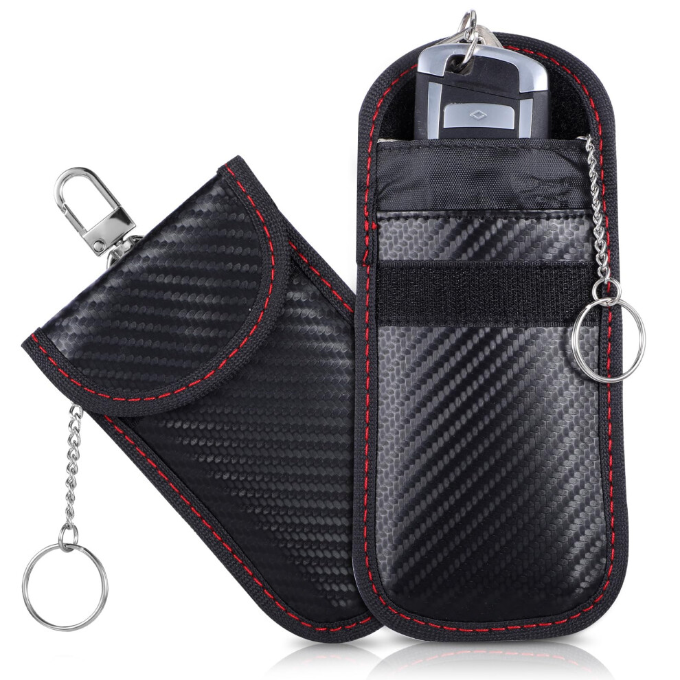 Faraday Bag For Car Key And Phone, Carbon Fiber Rfid Blocking Pouch, Antitheft Key Fob Protector 2Pcs 9070919793493