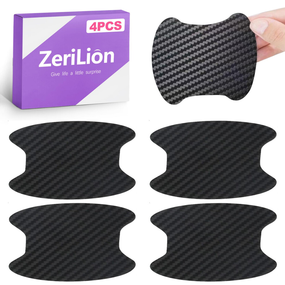 4Pcs Car Door Handle Scratch Protector And Cover, Universal Carbon Fiber Antiscratch Film Guard For Cars, Trucks, Suv 9070919793639