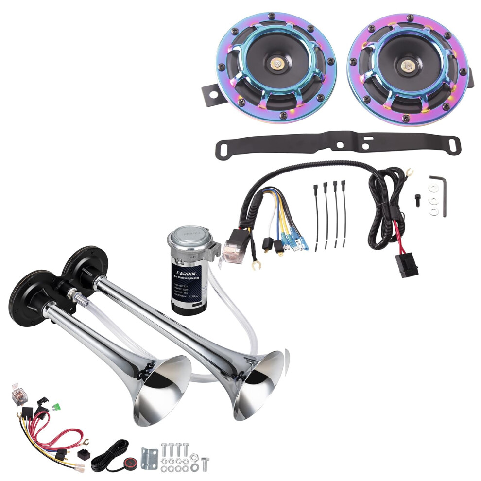 12V Loud Twin Car Horn Kit 125Db Waterproof Super Tone With Relay Harness For Truck And Motorcycle 9070919793714