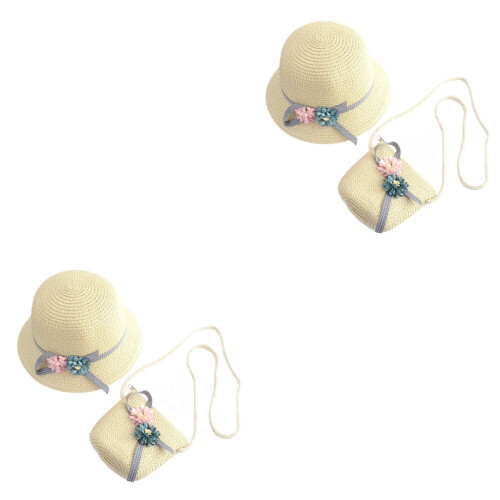 2Ensembles Ensemble Plage Enfants Beige Chapeau Sac 2