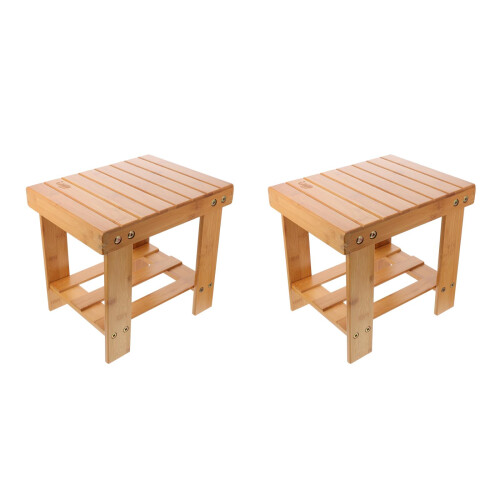 2Stk Bambushocker Klappbar Für 2
