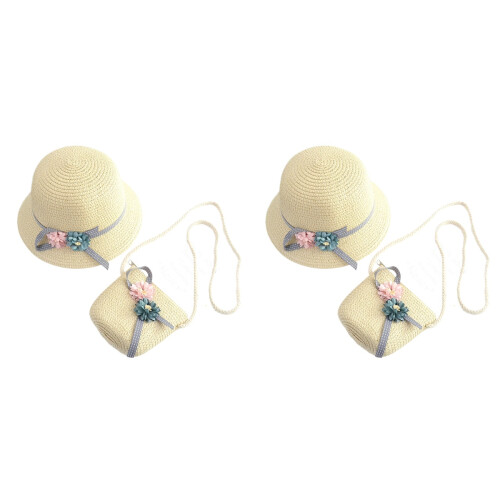 2Ensembles Ensemble Plage Enfants Beige Chapeau Sac 1