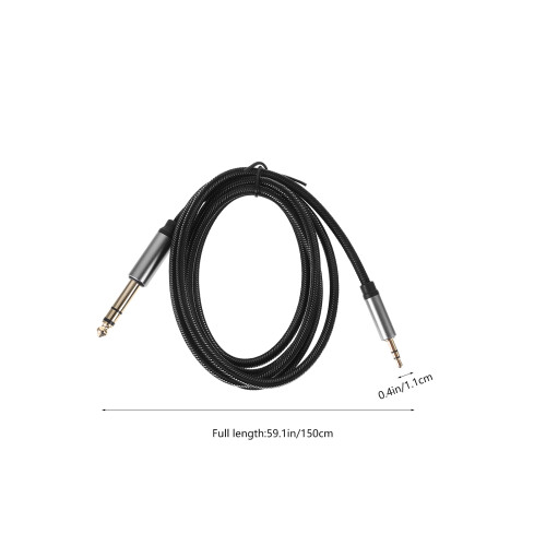 4Pièces Câble Casque Nylon 3.5mm 6.35mm Noir 2