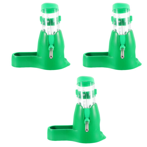 3Sets Plastic Green Hamster Water Feeder Kit for Small Pets 2