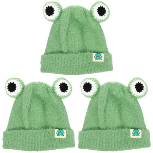 3Pièces Chapeaux Tricotés Vert Enfants Hiver Mode Cute 1