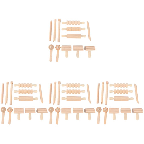 4Ensembles Ensemble En Bois Khaki Pour Modelage Sculpture D’argile 2