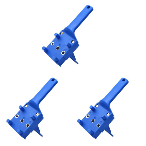 3Pièces Positionneur De Perçage Bleu ABS Pour Bois Menuisier 1