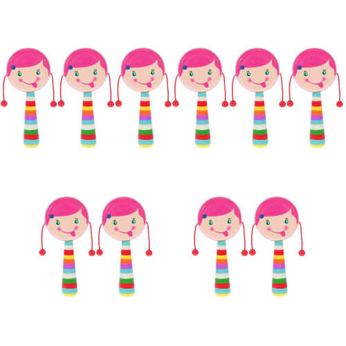 10Pièces Jouet Bébé Hochet Bois Rose Coordination Et 2