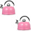 2Pcs Convenient Pink Heating Kettle with Large Spout for Camping Use 8
