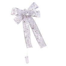 2Pcs Silver Lightweight Christmas Hanging Bow for Tree and Door Decor