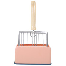 2Sets Pink ABS Stainless Steel Cat Litter Scoops with Box for Home Use