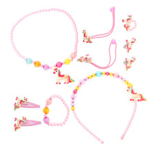 2Sets Pink Kunststoff Kinderschmuck Set Für Halskette Armband