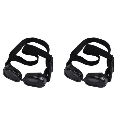 2Pcs Dog Sunglasses Black Plastic Uv Protection with Adjustable Strap 1