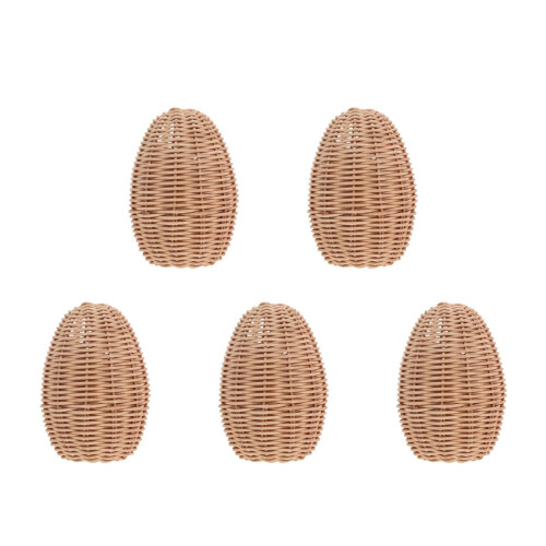 5Pièces Figurines Oeufs Rotin Naturel Décoration Rustique 2