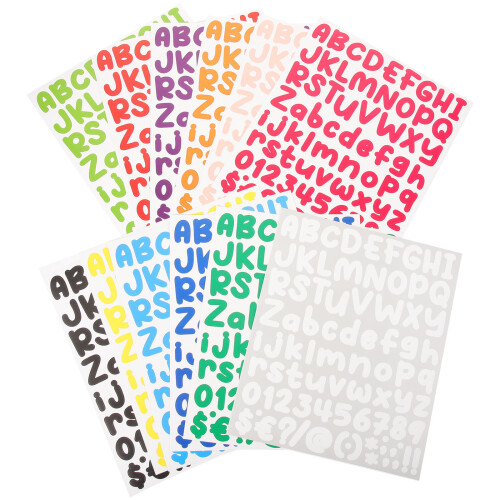 24 Sheets Adhesive Colored Alphabet And Number Stickers Multi-Use