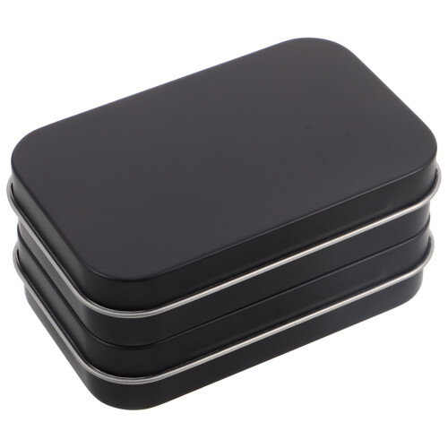 4Pcs Compact Black Metal Storage Box with Hinged Lid for Small Items 2