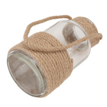 2Pcs Decorative Glass Vase with Woven Hemp Rope Stylish Clear Vase
