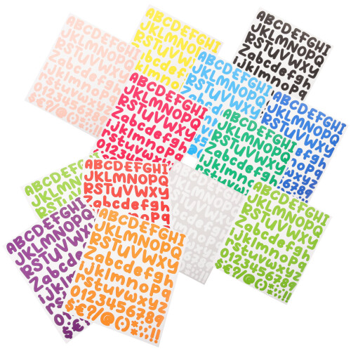 24 Sheets Adhesive Colored Alphabet And Number Stickers Multi-Use 1