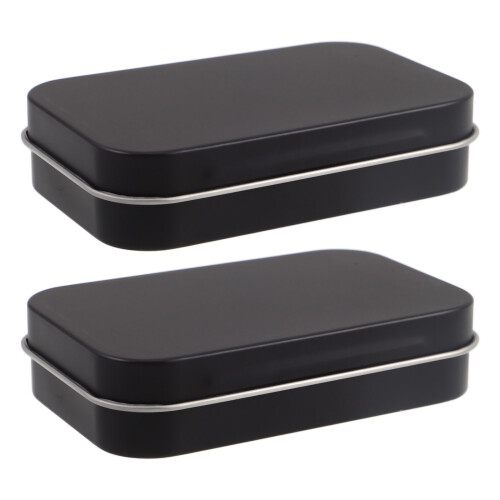 4Pcs Compact Black Metal Storage Box with Hinged Lid for Small Items 1