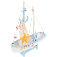 2Pcs Rustic Wooden Sailboat Model for Interior and Table Centerpiece