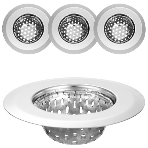 8Pcs Durable Stainless Steel Kitchen Sink Drain Strainer Basket Silver