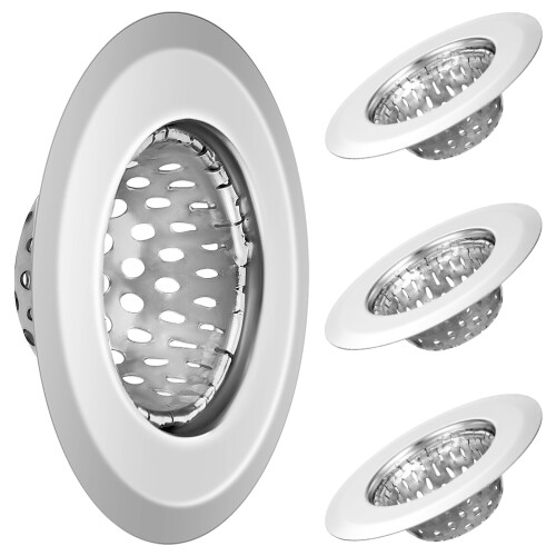8Pcs Durable Stainless Steel Kitchen Sink Drain Strainer Basket Silver 2