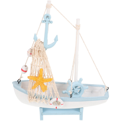 2Pcs Rustic Wooden Sailboat Model for Interior and Table Centerpiece 2
