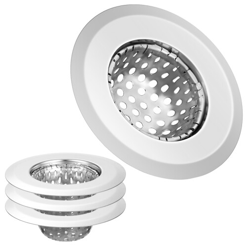 8Pcs Durable Stainless Steel Kitchen Sink Drain Strainer Basket Silver 1
