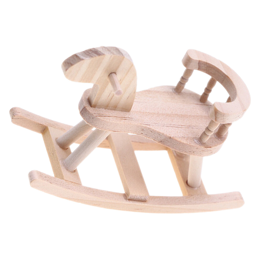 Photos - Other Toys 3Pcs Mini Wooden Horse Chair Model Doll House Decor