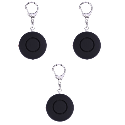 3Pcs Mini Personal Security Alarms Black 125Db Emergency Keychain 2