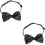 2Pcs Black Formal Bow Tie for Men Polyester Self Tie Classic Design 8