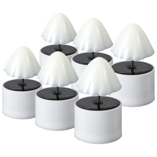 12Pcs Solar Powered Candle Tealights White Mushroom Design
