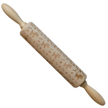 3Pcs Wooden Rolling Pins Dog Print Light Yellow Comfortable Grip Home